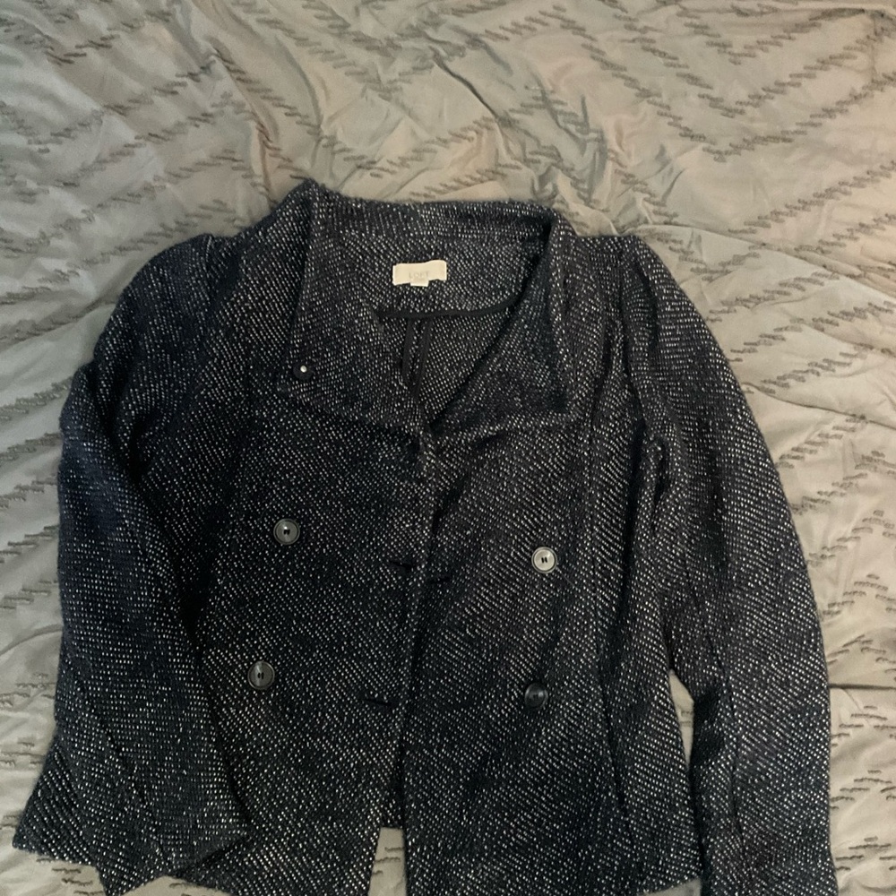 LOFT Blue Tweed Blazer Classic Suit Jacket